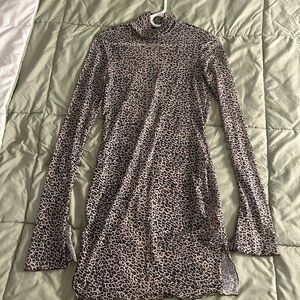Leopard Print Long Sleeve Cover-Up
